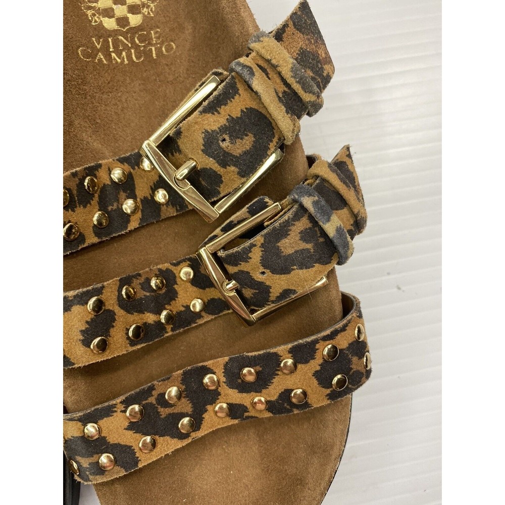 Vince Camuto Women’s Buckle Slides Sandals Animal Print Ciandra Worn little 6.5 - Picture 11 of 13